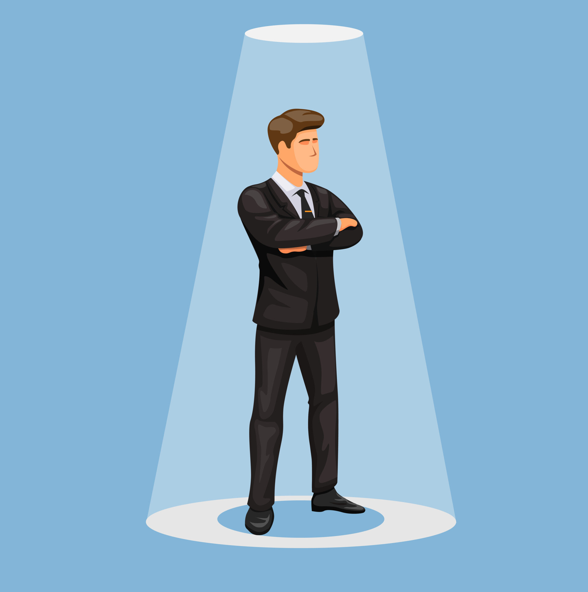 man-in-tuxedo-standing-under-spotlight-professional-businessman-character-concept-illustration-vector man-in-tuxedo-standing-under-spotlight-professional-businessman-character-concept-illustration-vector